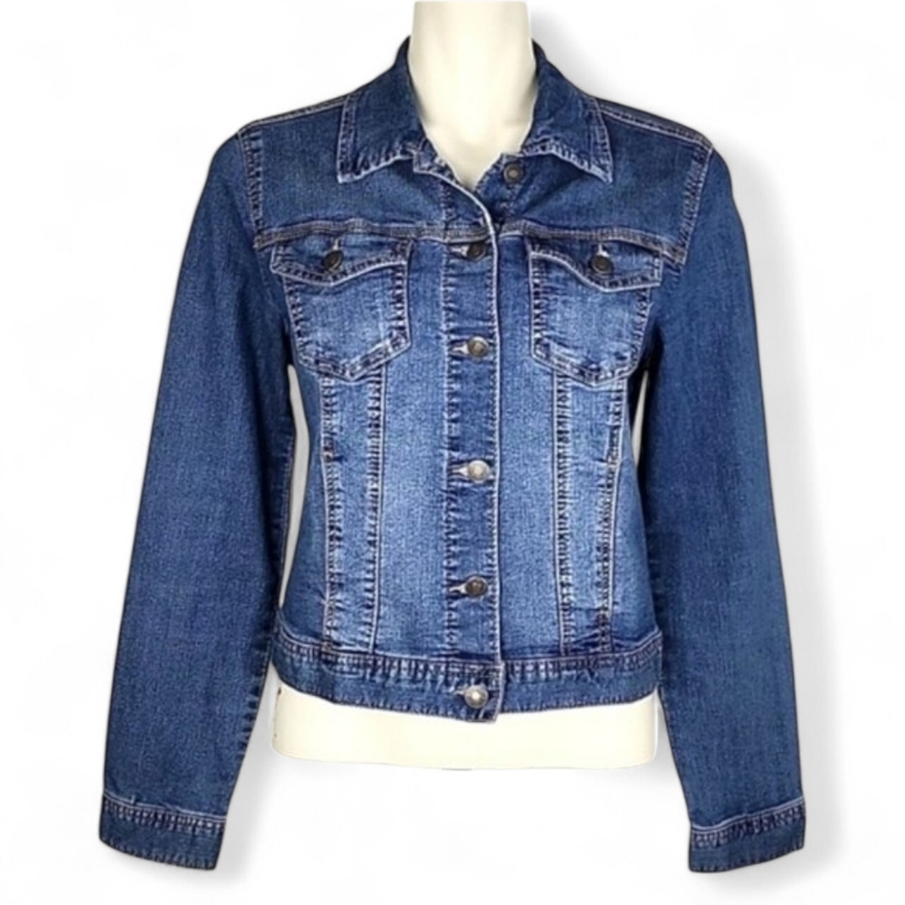 Artisan NY Women's Faded Blue Wash Button Up Denim Jean Jacket Medium